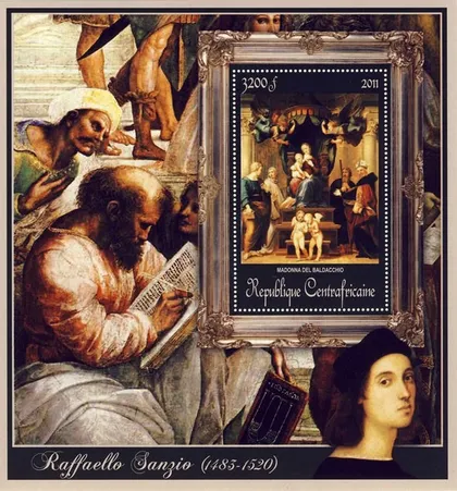 фото, ЦАР-Живопись- Рафаэль -2011.Чистый  красивый Блок.MNH.