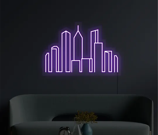 Картина з неону Місто 460х310 acr-n000037 Ціна