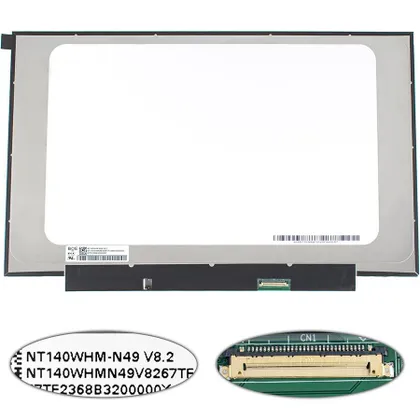 фото, Матриця 14.0" NT140WHM-N49 (1366*768, 30pin(eDP), LED, SLIM (без планок та вушок), матова, роз'єм праворуч внизу) для ноутбука