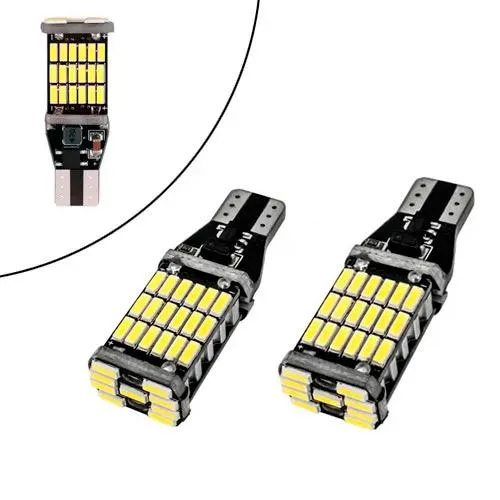 LED T15 W16W лампа в автомобиль 2шт, 45 SMD 4014, с обманкой Canbus, белый Ціна