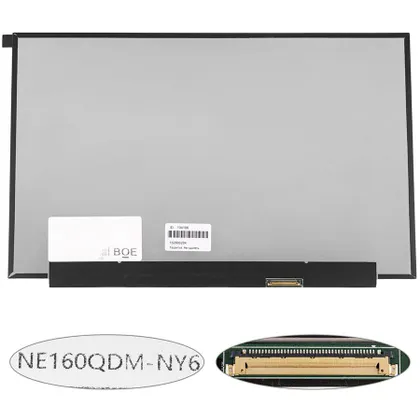 фото, Матриця 16.0" NE160QDM-NY6 (2560*1600, 40pin(eDP, IPS, 120Hz), LED, SLIM(без планок та вушок), матова, роз'єм праворуч внизу) для