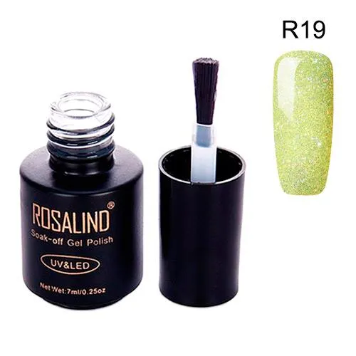 Гель-лак для ногтей маникюра 7мл Rosalind, шиммер, R19 лаймовый Ціна