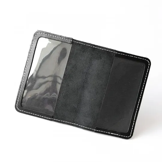 Купити Обкладинка для паспорта "Passport", чорна з посрібленням,біла нитка.