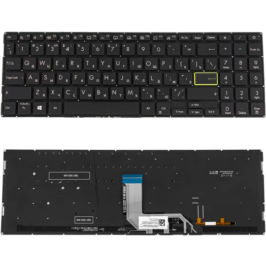 Клавіатура для ноутбука ASUS (X513, X531 series) rus, black, без кадру, підсвічування клавіш Ціна