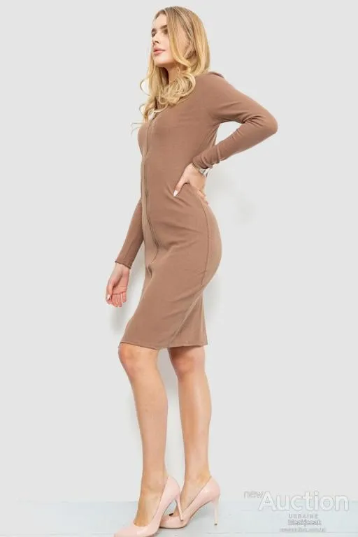 Платье на молнии, цвет мокко, 204R3059 З аукціону