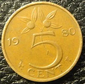 5 центів 1980 Нідерланди Ціна