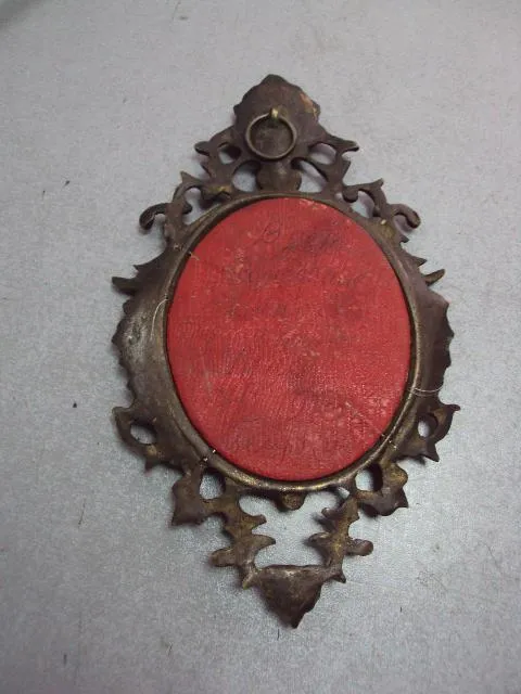 Настенное панно картина шелкография дама девушка портрет в раме латунь 21х12,5 см, 10,5х8,6см №10328 З аукціону