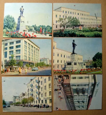 фото, КІРОВОГРАД - КИРОВОГРАД = памятник ЛЕНИНУ, КИРОВУ - УНИВЕРМАГ - и др. = набор 1969 г. = 6 шт. =