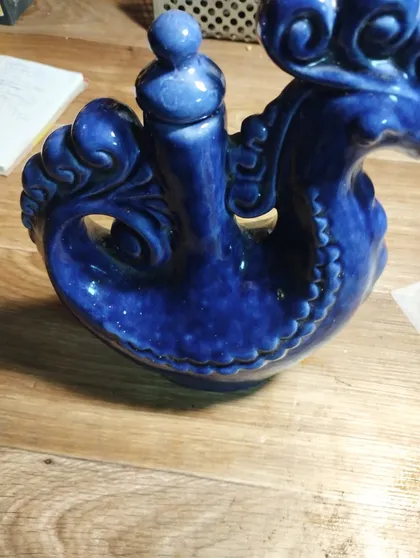 фото, Штоф півник майоліка вінтаж кобальт куманець керамічний вінтажний