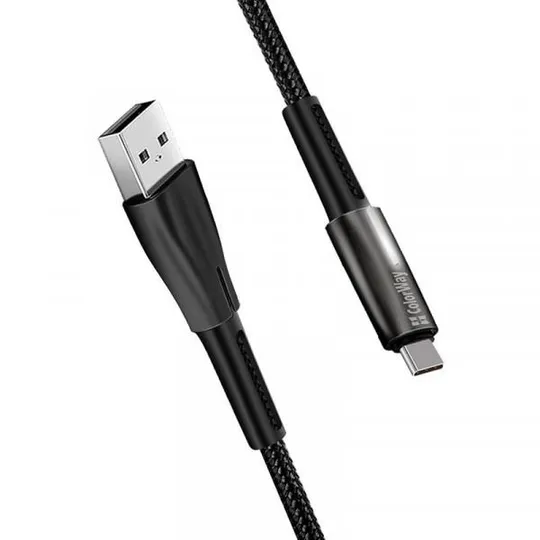 Кабель ColorWay USB - USB Type-C (M/M), Zinc Alloy + Led, 2.4 А, 1 м, Black (CW-CBUC035-BK) Характеристики