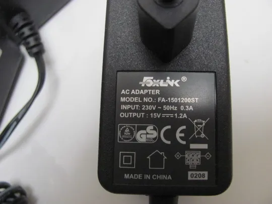 0823 адаптер живлення FOXLINK FA-1501200ST 15V 1.2A 3 шт НІМЕЧЧИНА Інтернет-аукціон