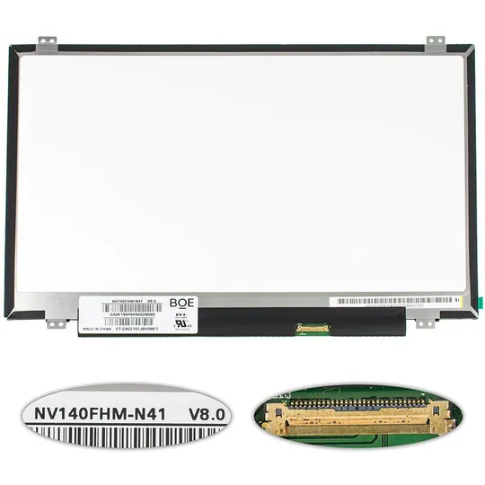 Купити Матриця 14.0 NV140FHM-N41 (1920*1080, 30pin(eDP, 250cd/m2 (!!!),  IPS), LED, SLIM (вертикальні вушки), матова, роз'єм праворуч