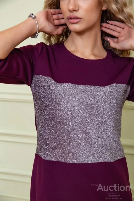 Короткое платье прямого кроя, бордового цвета, 172R003-1 Продаж