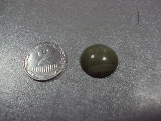 Купити Камень жадеит зеленый хаки круглый для ювелирных изделий вес 1,53 г размер 5 х 14,5 мм №13259