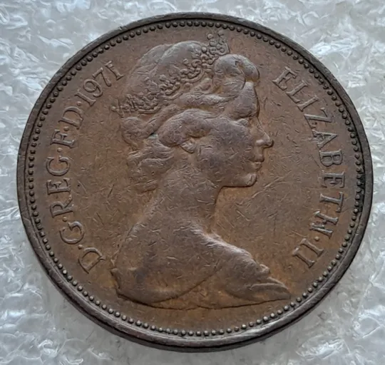 (7773) 2 пенси 1971 Великобританія (2 пенса 1971 Великобритания) Ціна
