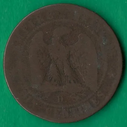 фото, 10 сантимів 1856 року D Франція [М]