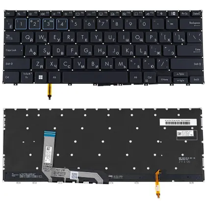 фото, Клавіатура для ноутбука ASUS (B3402 series) rus, black, без фрейму, підсвічування клавіш