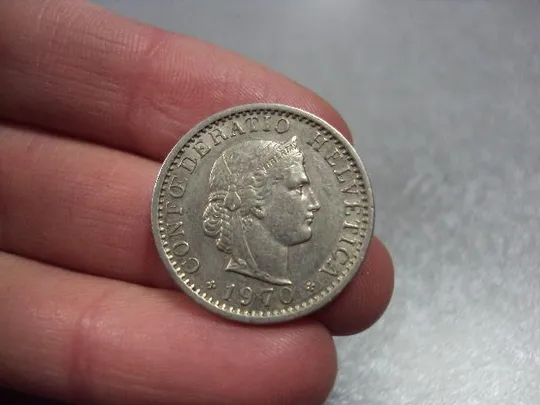 монета швейцария 20 раппен 1970 №8605 З аукціону