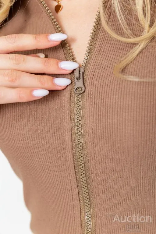 Платье на молнии, цвет мокко, 204R3059 Де купити
