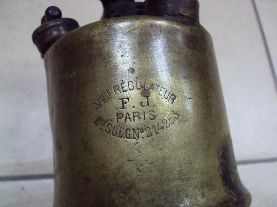 Паяльная лампа керосиновая Париж клеймо Vb Le Regulateur F.J. PARIS бронза высота 17 см №11390 Де купити