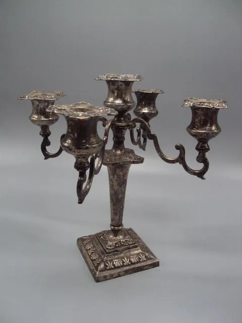 Подсвечник мельхиор канделябр на пять свечей высота 24,5 см (№1438) Недорого