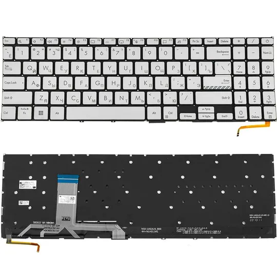 Клавіатура для ноутбука ASUS (X1502 series) rus, silver, без кадру, підсвічування клавіш Ціна