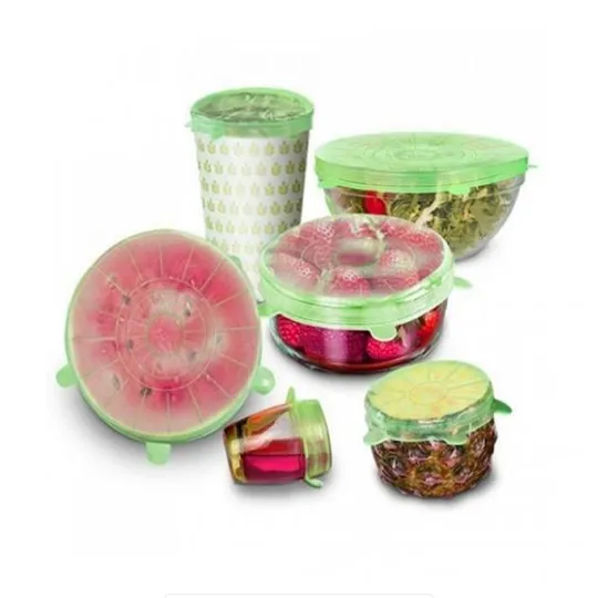 Набор силиконовых крышек для посуды 6 шт универсальные. Цвет: зеленый Інтернет-аукціон