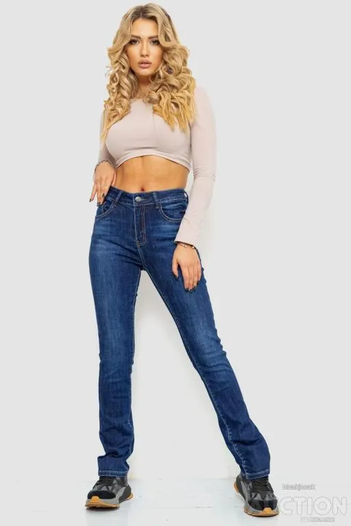 Купити Джинсы женские с потертостями, цвет синий, 214R1416