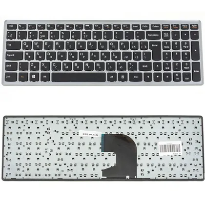 фото, Клавіатура для ноутбука LENOVO (IdeaPad: P500, Z500) rus, black, silver frame
