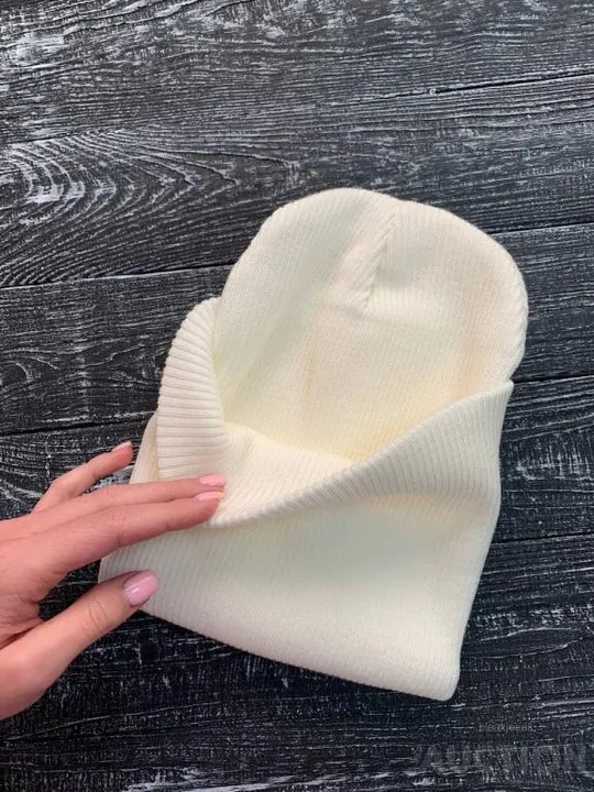 Шапка подвійна з підворотом колір бежевий Де купити