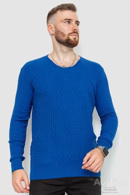 Свитер мужской однотонный, цвет синий, 235R1394 Ціна