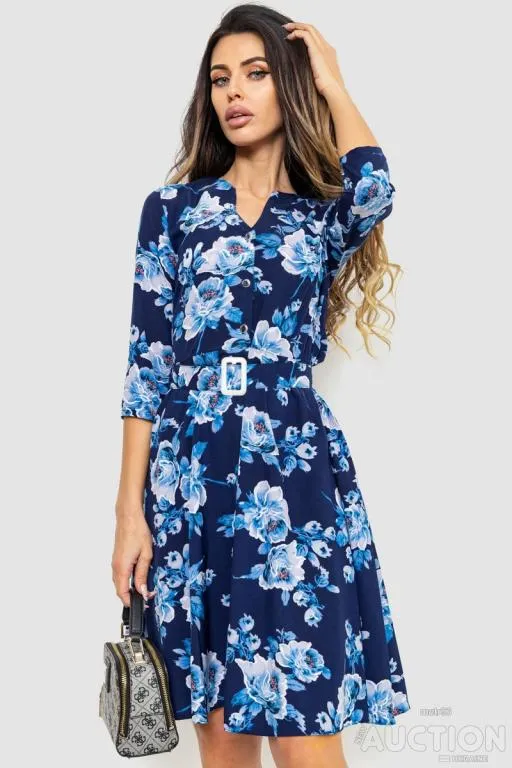 Платьес поясом, цвет сине-голубой, 230R032-5 Ціна