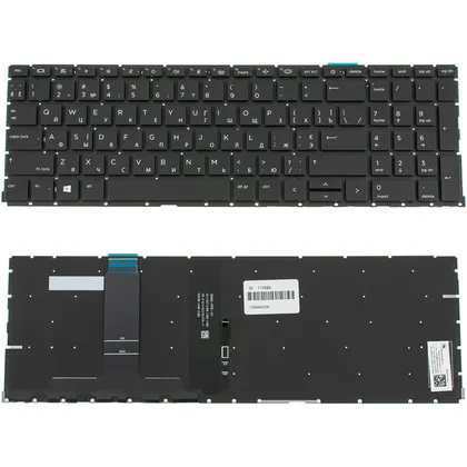 фото, Клавіатура для ноутбука HP (ProBook: 450 G8, 455 G8) ukr, black, без фрейму, підсвічування клавіш (ОРИГІНАЛ)