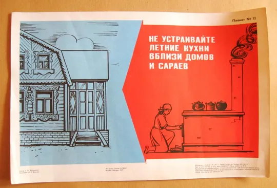 ПЛАКАТ = НЕ УСТРАИВАЙТЕ ЛЕТНИЕ КУХНИ ВБЛИЗИ ДОМОВ И САРАЕВ = УРДПО СССР = 1977 г. # Ціна