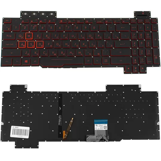 Купити Клавіатура для ноутбука ASUS (FX504 series) rus, black, без фрейма, підсвічування клавіш (RED)