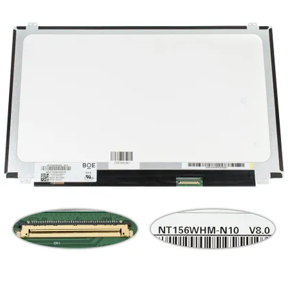 фото, Матриця 15.6 NT156WHM-N10 (1366*768, 40pin, LED, SLIM(вертикальні вушки), глянець, роз'єм праворуч знизу) для ноутбука (renew)
