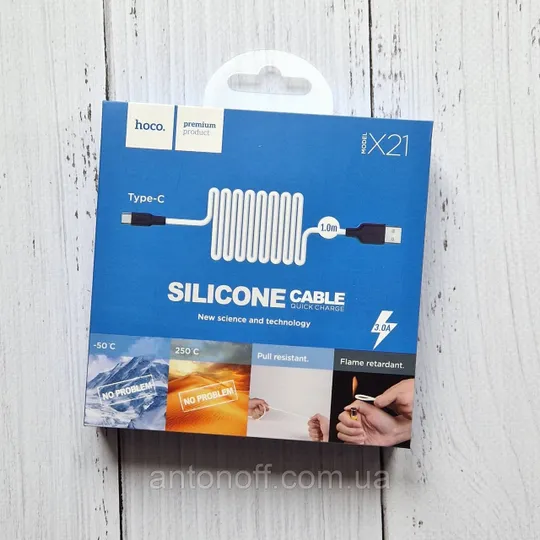 Кабель Hoco X21 Cable Quick Charge Type-C USB швидка зарядка 1м Білий Ціна