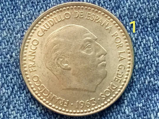 Испания, 1 песета (1963 г.) Дата в звёздах (1965). Ціна