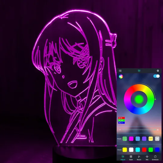 Акриловий світильник-нічник керування з телефона Дівчинка-Зайчик tty-n001618 Ціна