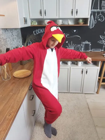 фото, Кігурумі дитяча костюм піжама Angry Birds Злі пташки червоний зріст 92 см.