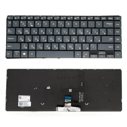 фото, Клавіатура для ноутбука ASUS (UX435 series) rus, dark silver, без фрейма, підсвічування клавіш