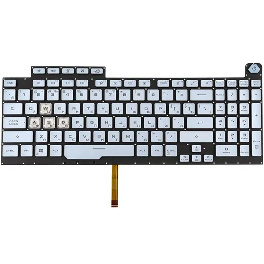Купити Клавиатура для ноутбука ASUS (G731GD, G731GT, G731GU) рус, серебристый, без рамки, подсветка клавиш (RGB 4, 16 pin) (ОРИГИНАЛ)