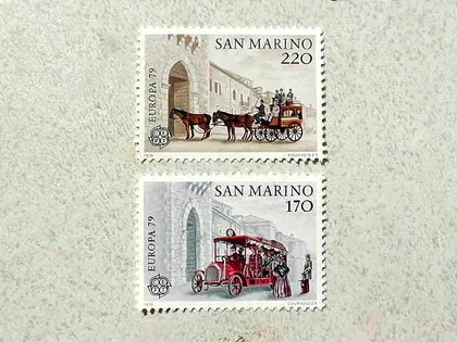 фото, Серія поштових марок  Сан-Марино " Транспорт " 1979 рік **
