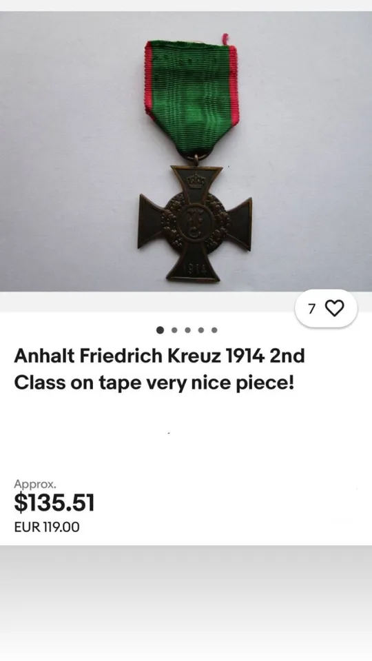 Герцегство Анхальт.Крест Фридриха 2 класса.Состояние ОГОНЬ. З аукціону