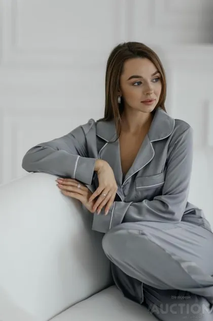 фото, Жіноча піжама шовк Армані Jesika сірого кольору