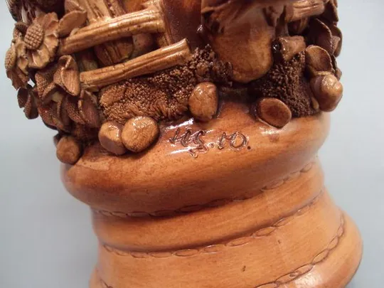 Пивная кружка керамика бокал для пива авторский Щ.Ю. хатка и мельница домик высота 23,5 см №13370 Інтернет-аукціон