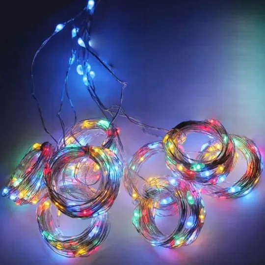 Купити Гирлянда штора Водопад-роса, от USB, 2x2м, 8 нитей, 160 LED, 8 режимов Мультиколор