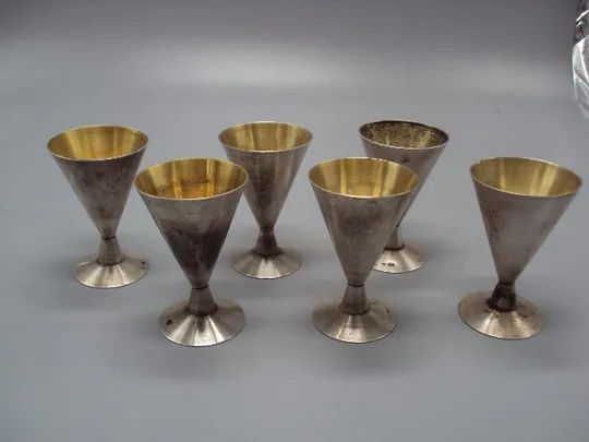 Рюмки Таллин серебро 9U 916 проба позолота вес 191,29 г рюмка высота 6,8 см лот 6 шт №11823 Ціна