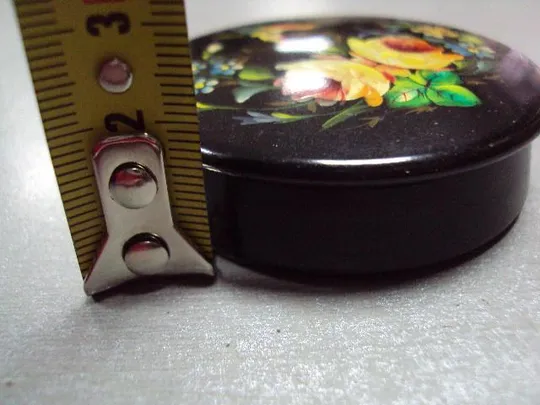 Шкатулка лаковая круглая птичка и цветы Мстера высота 1,7 см, диаметр 6 см №13160 Характеристики