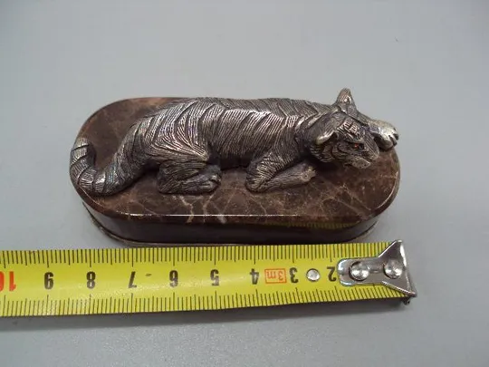 Купити Фигура статуэтка тигр подкрадывается серебро 925 проба на подставке вес 209,67 г 4,2х8,4 см №13216